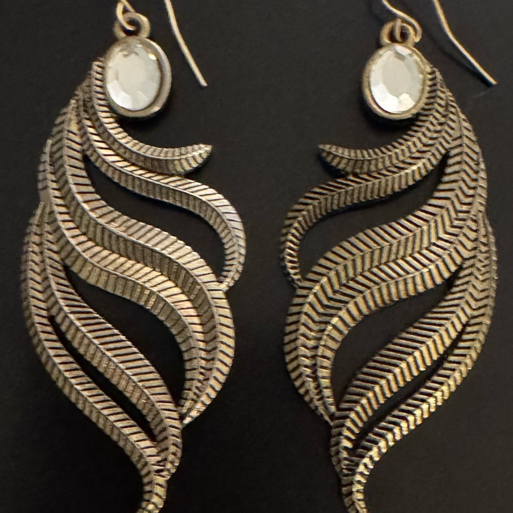 Vintage Brass Feather Earrings